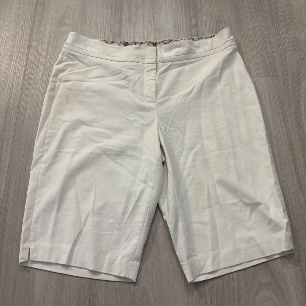 Peter Nygard White Bermuda Shorts Womens Cotton Blend Stretch 51G1A2220 Size 14
